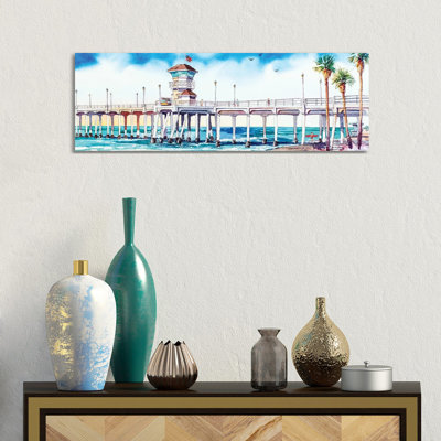 HB Pier by Bill Drysdale - Wrapped Canvas Panoramic Gallery-Wrapped Canvas Giclée