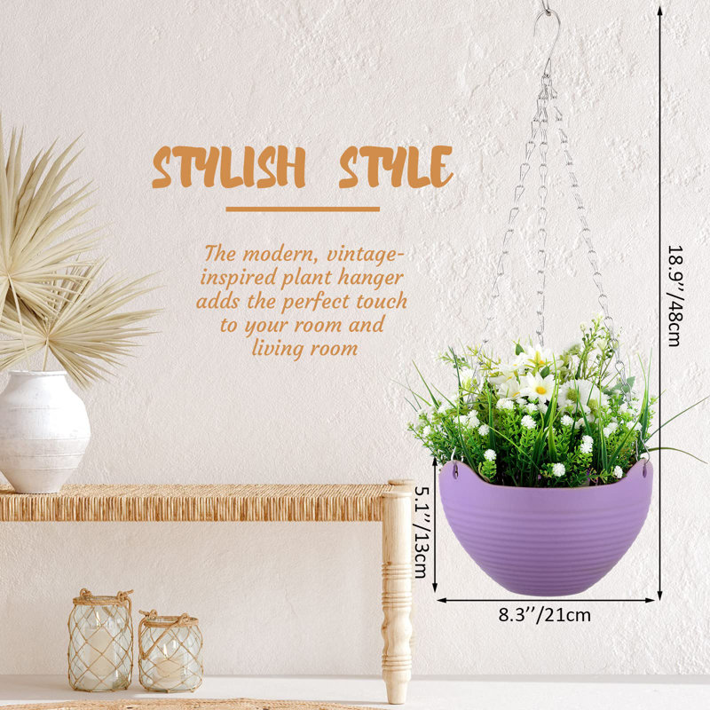 Colorful Resin Self-Watering Hanging Planters with Metal Chain, 8 Inch, 16 Pack