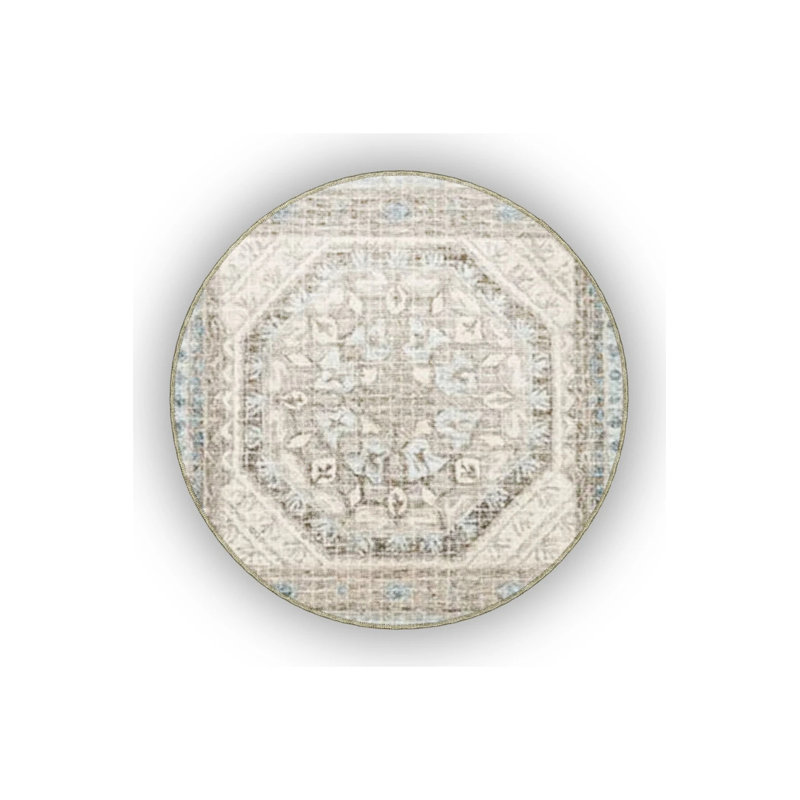 Light Blue And Coffee Themed Traditional Motif Ethnic Patterned Vintage Decorative Carpet, Rectangle 5' x 9'11"
