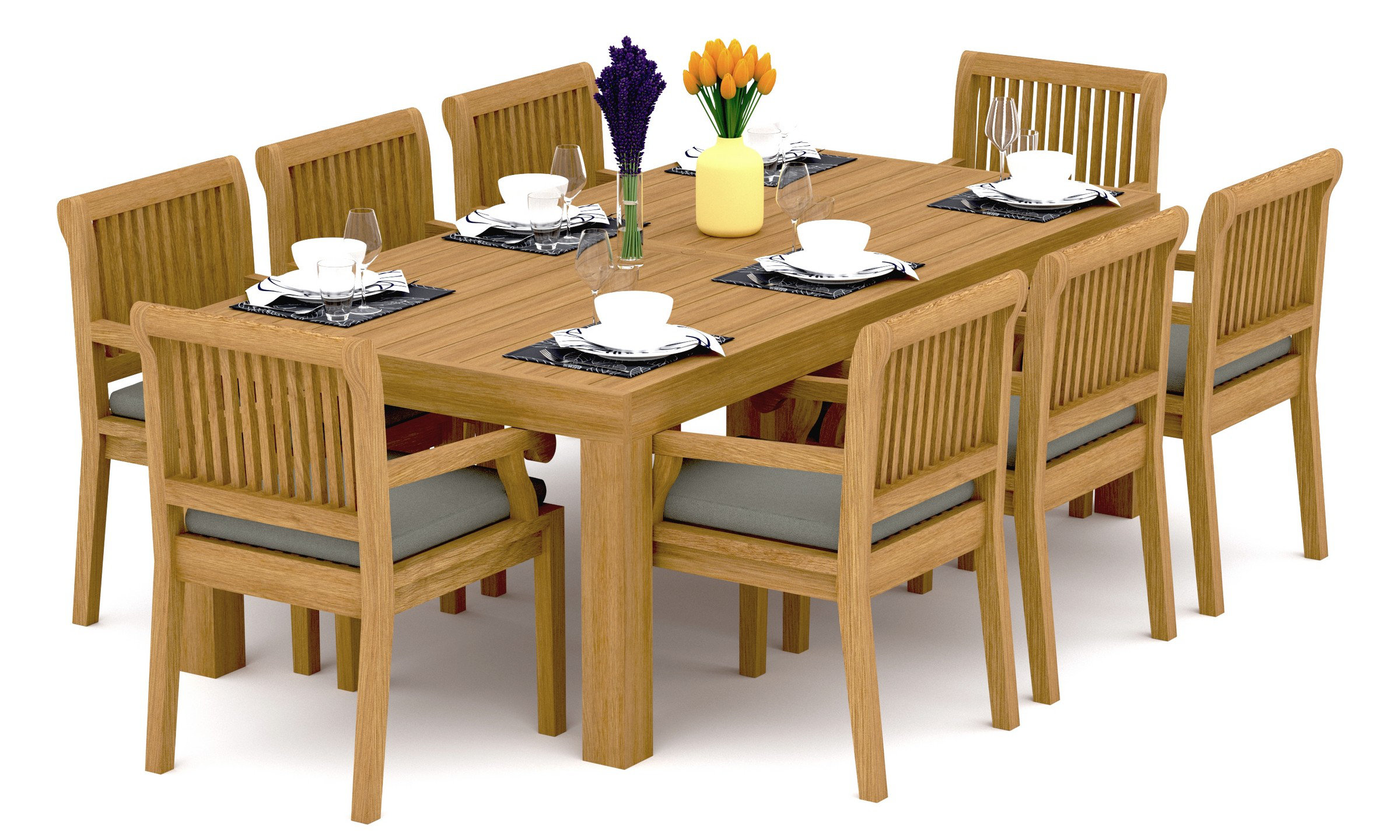 Teak Smith Sack 8 - Person Rectangle Outdoor Dining Set | Wayfair