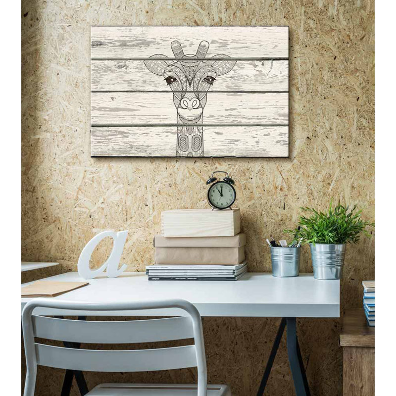 Animaux, girafe, œuvre d'art, maison rustique, H 12 po x l 18 po