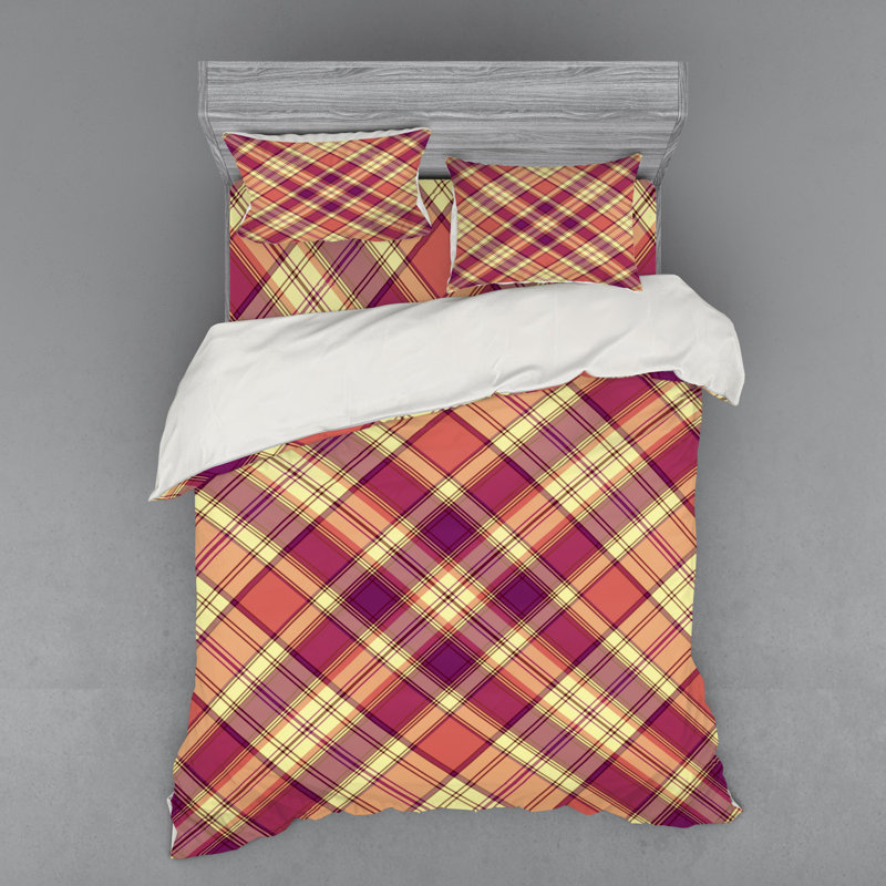 Farmhouse / Country Polyester Plaid Duvet Cover, Queen Duvet Cover + 3 Additional Pieces