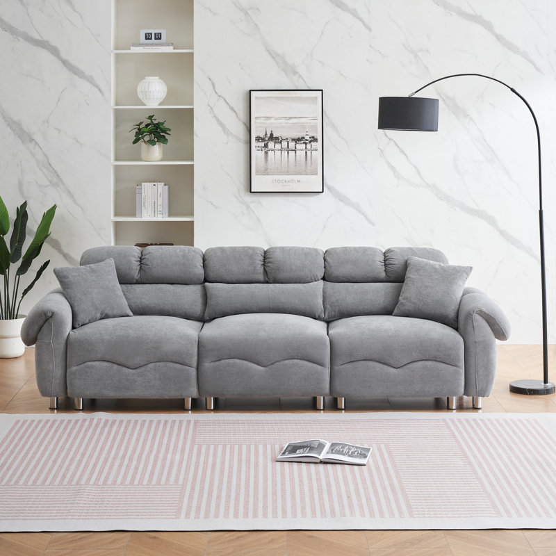 Legary 78'' Velvet Sofa, 39.8" H x 78" W x 25" D, Gray Velvet