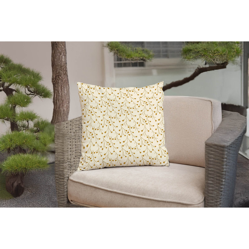 Coussin décoratif Berry Branch, Carré 20 po, Floral ocre doré