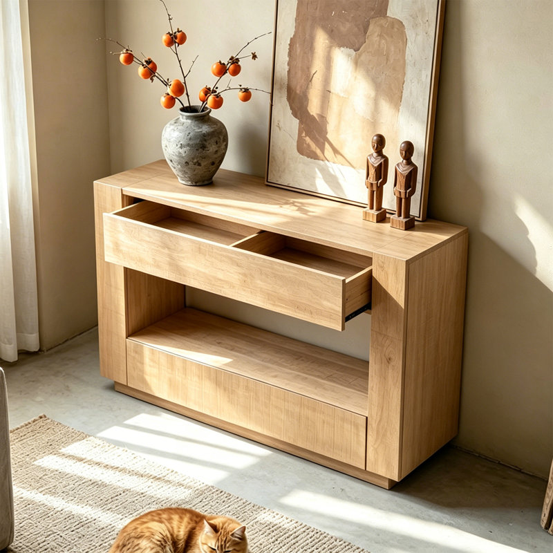 Solid Pine Open Frame Console Table, 31.5" H x 47.24" W x 11.81" D, Natural Wood, Natural Wood, Natural Wood