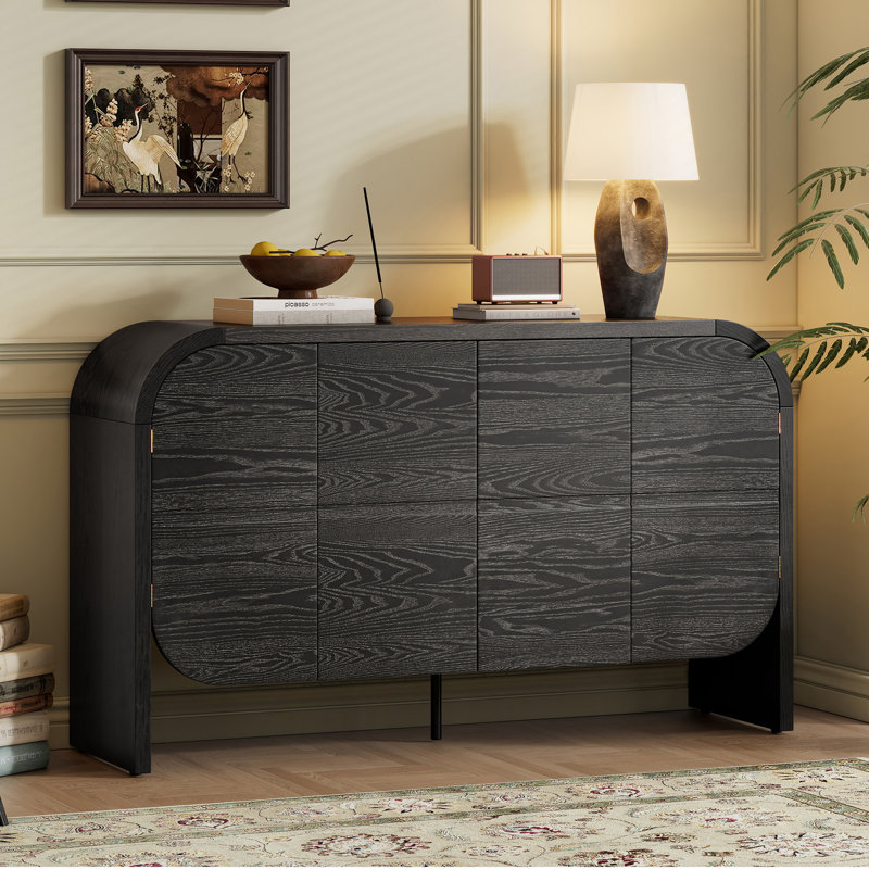 4-Door Sideboard with Large Storage, Black
