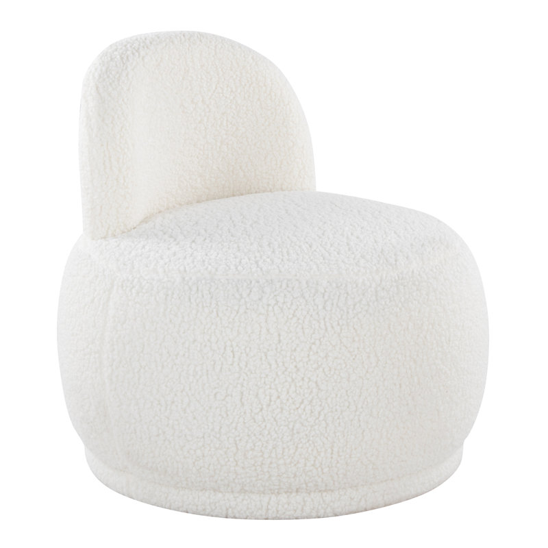 Alara Side Chair with Sherpa Fabric, White Fabric