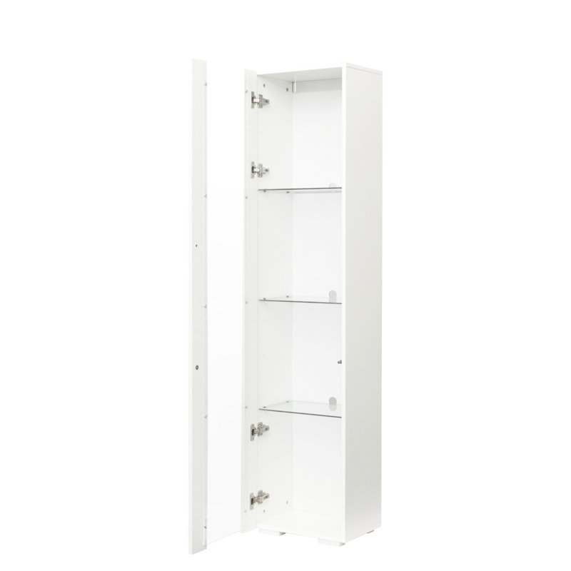 Armoire latérale blanche avec fabrication et aluminium, panneau de particules de 15 mm, l 40 x 29 x H 170 cm, lampe à bande fonctionnelle blanche, polyvalente pour unité de rangement