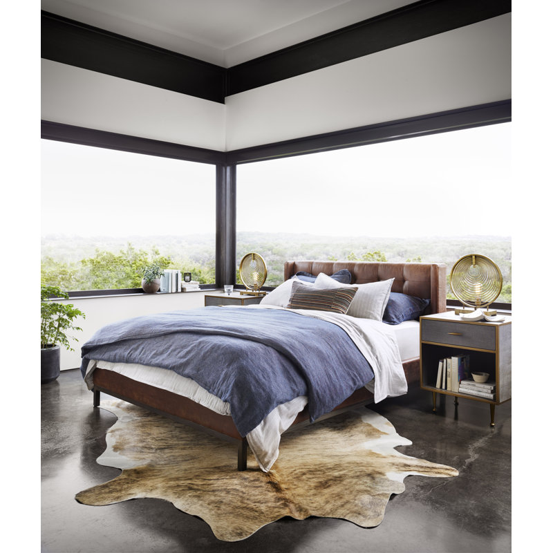 Upholstered Wingback Bed, Tobacco, Queen