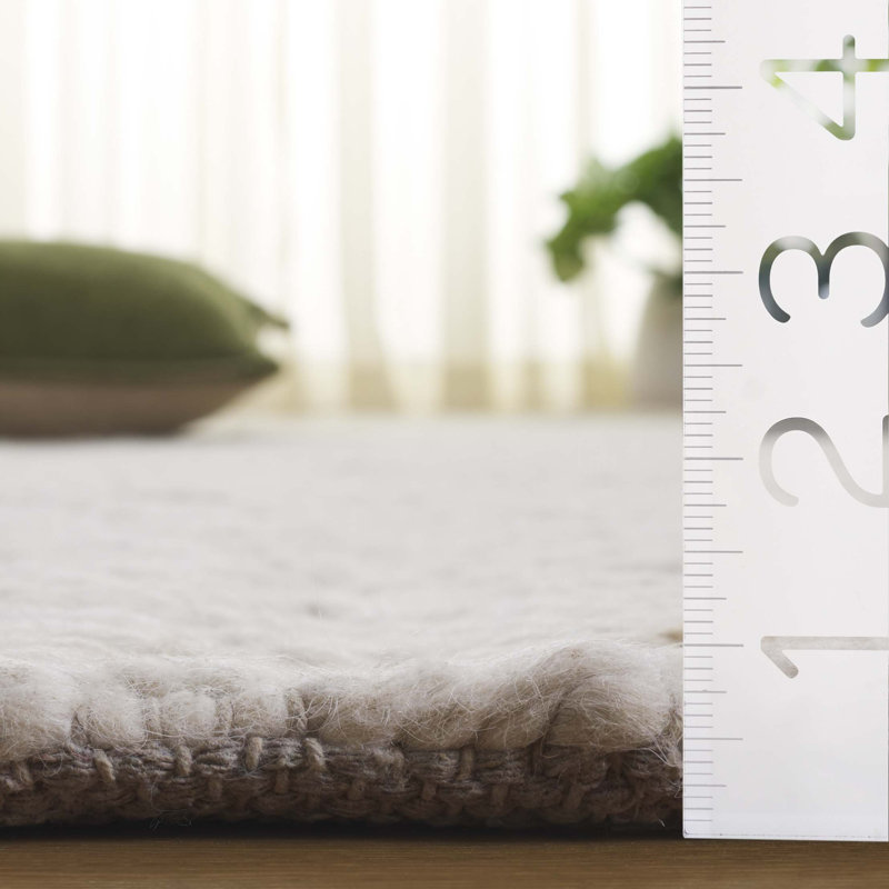 Natura Hand Loomed Wool/Cotton Abstract Rug in Beige/Ivory, Square 6'