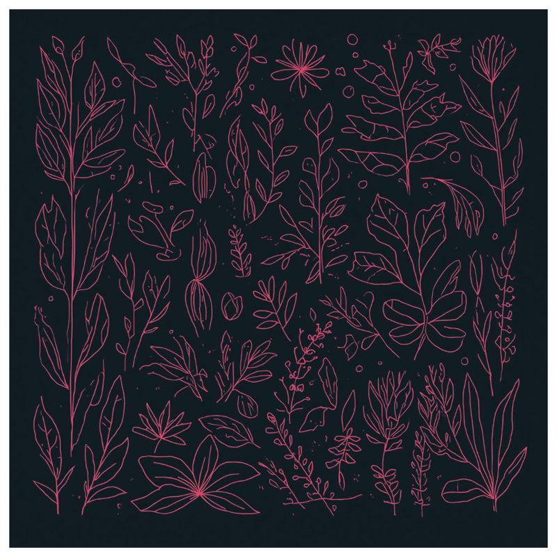 Tapisserie murale rose botanique - dessin mural botanique, H 50 po x l 60 po avec 4 œillets