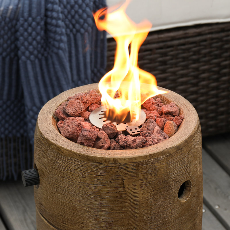 Column Concrete Propane Smokeless Fire Column, Dark Brown