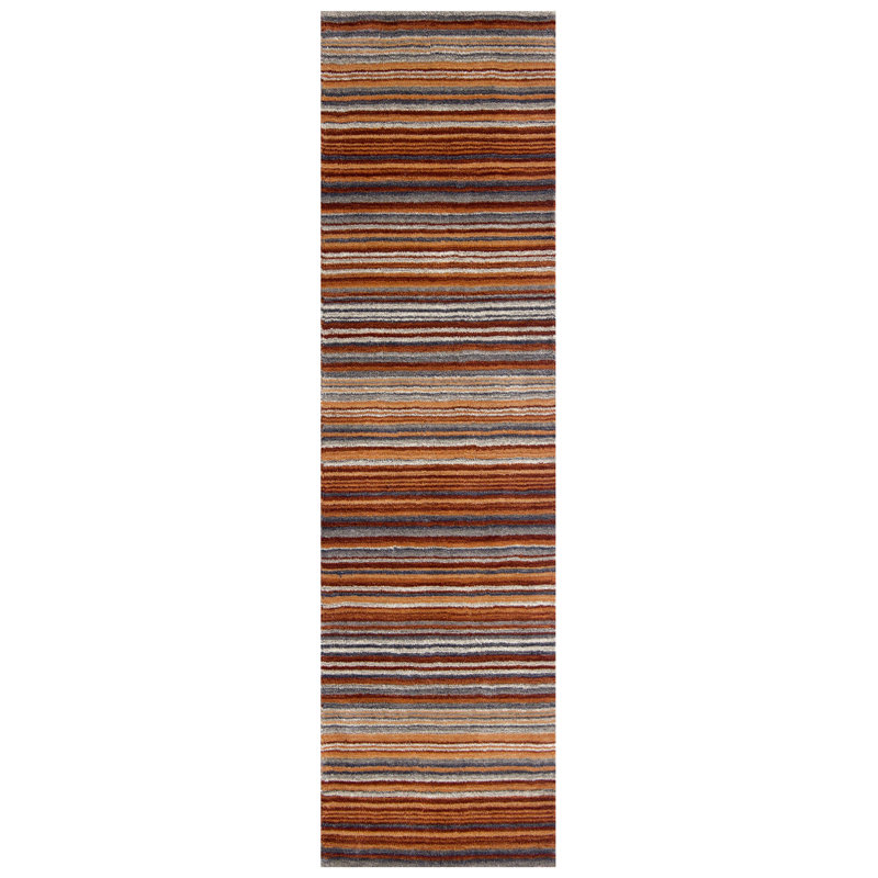 Tarren Handwoven Wool Orange/Gray Rug, Runner 60 x 230cm