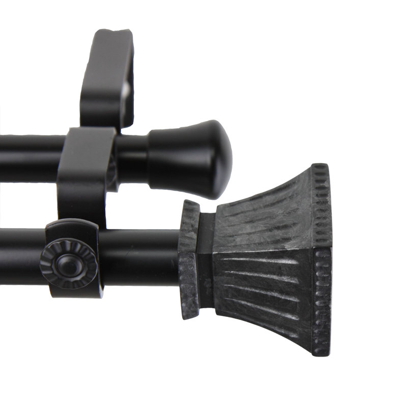 Tringle à rideaux double Spenser, l 66 à 120 po, Noir