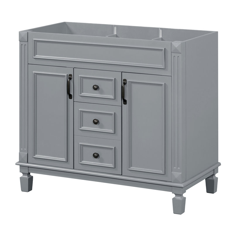Meuble-lavabo 36 po sans lavabo supérieur, armoire seulement, armoire de rangement moderne avec 2 portes à fermeture douce et 2 tiroirs