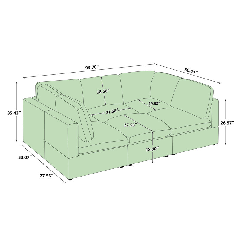 Canapé modulaire 93,7 po Mobeena, Polyester gris