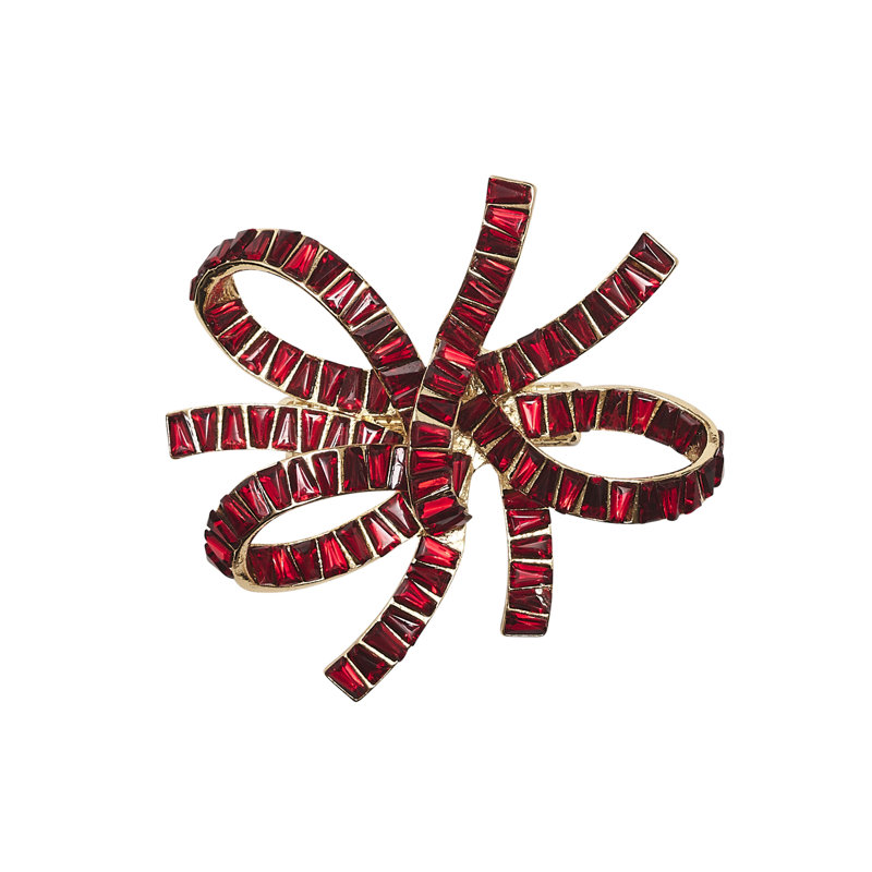 Jeweled Bow Napkin Ring Set in a Gift Box
