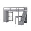 Lit mezzanine simple avec tiroirs, bureau et escalier-640845172