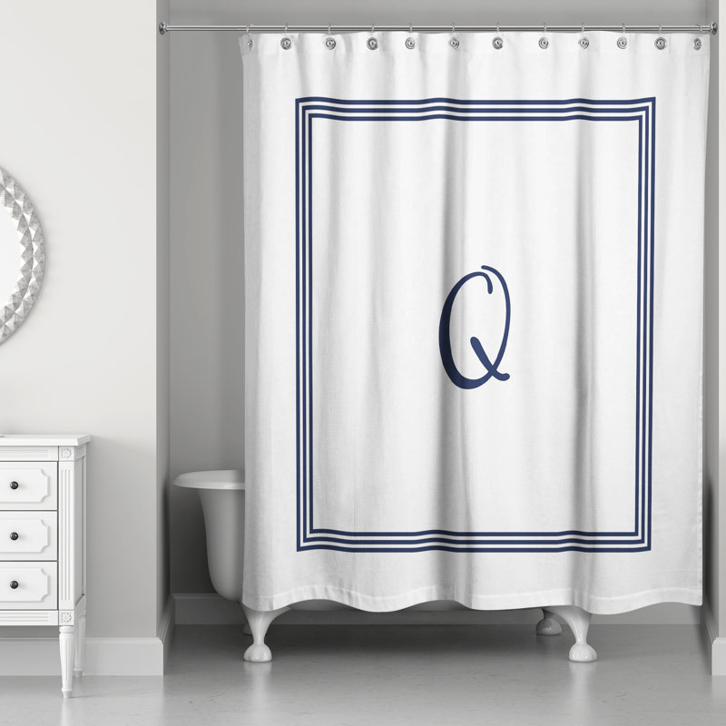 Rideau de douche simple , Q, Bleu marine
