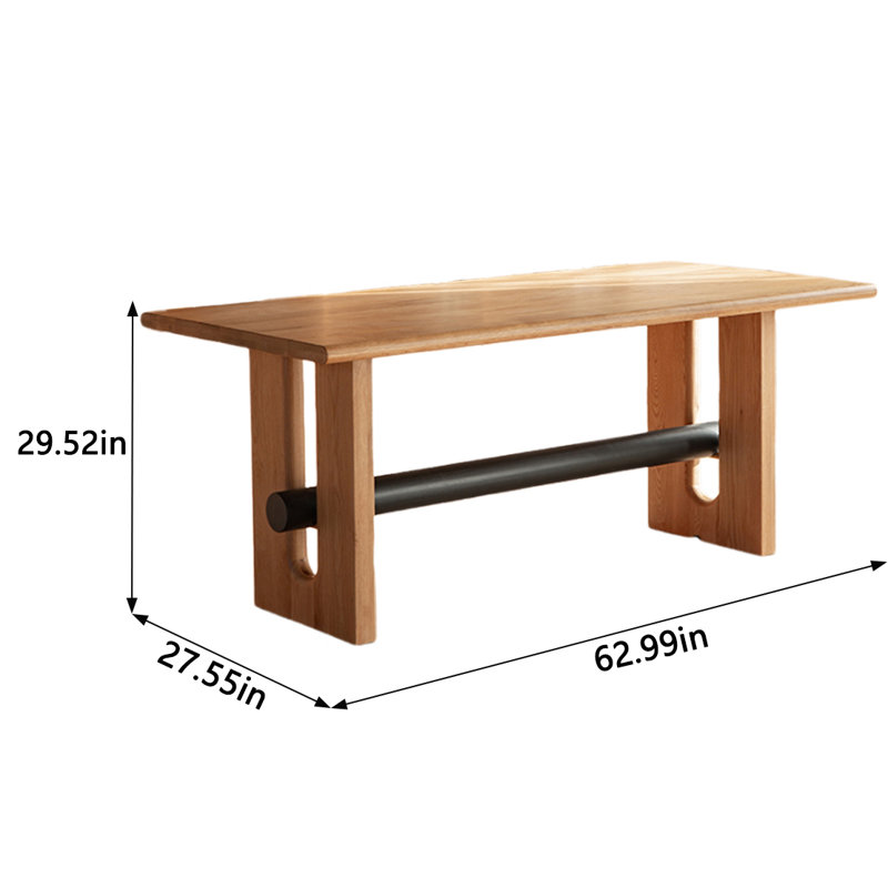 Jenika Ash Solid Wood Dining Table, 27.55" W x 62.99" L