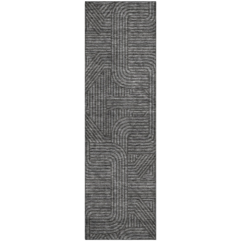 Premium Machine Washable Prisco Charcoal Rug, Runner 2'3" x 7'6"