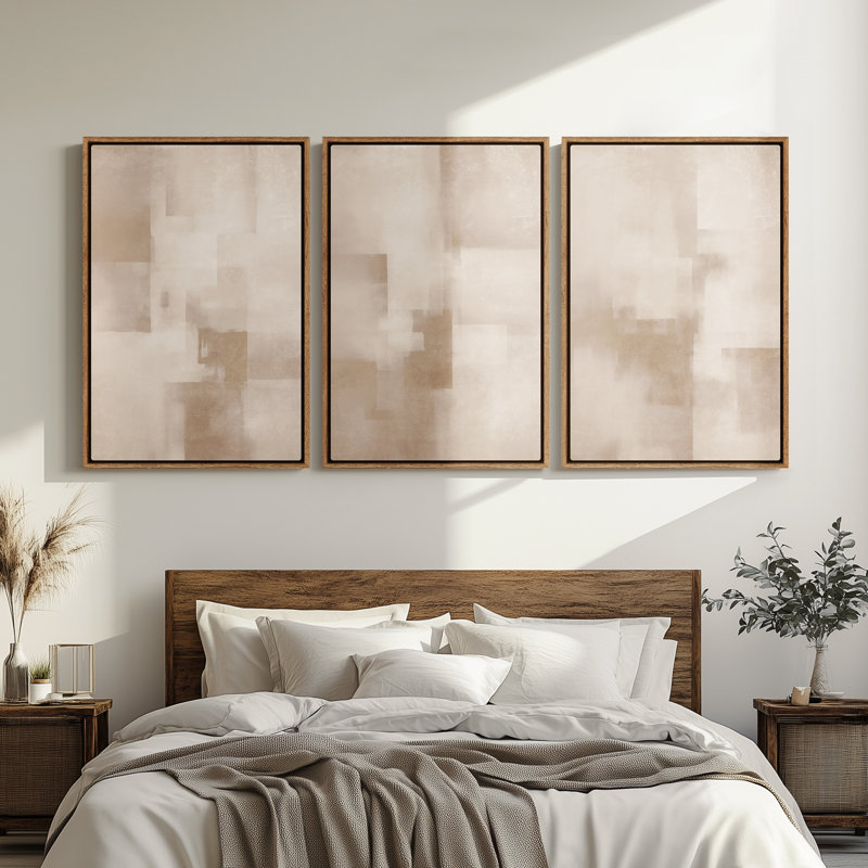 Art mural encadré, impressions murales abstraites rétro pour chambre à coucher, H 36 po x l 24 po, Naturel