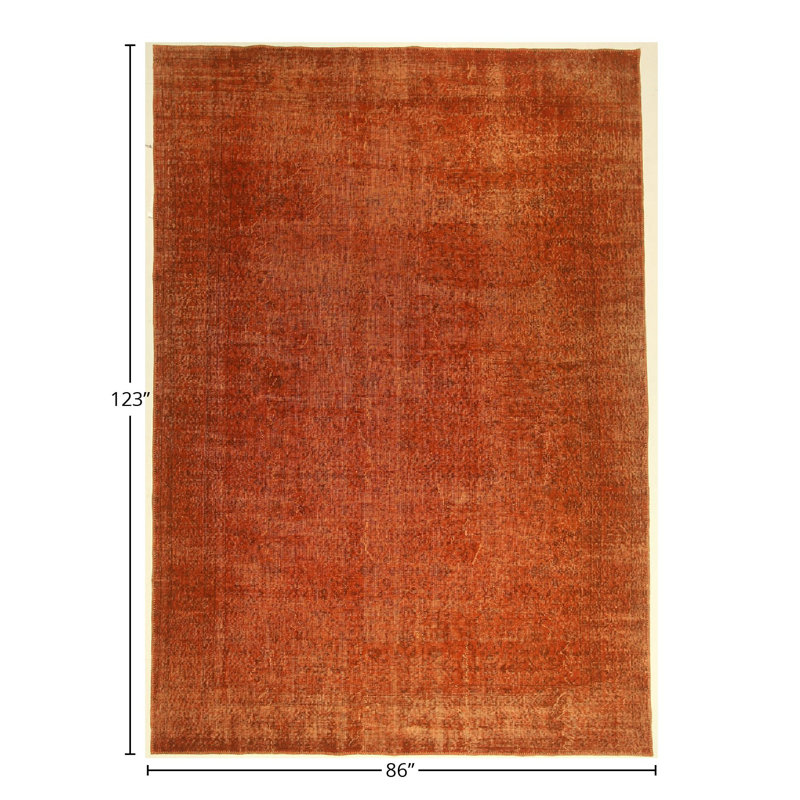 Hand Knotted Abstract Area Rug in Orange