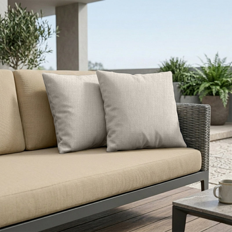 Sunbrella Square Weather Resistant Outdoor Pillow Cover and Insert, 18"H x 18"W, Cast Ash