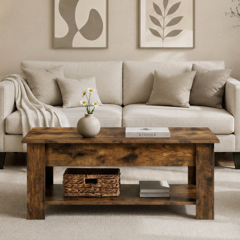 Table basse Ajeem, H 19,5 po x L 47,5 po x l 23,5 po, Brun rustique