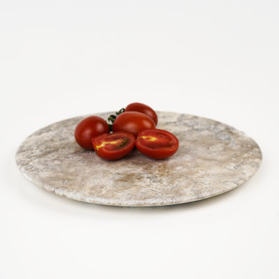 Natural Round Travertine Serving Tray – Decorative Stone Vanity Tray for Kitchen, Bathroom & Tabletop
