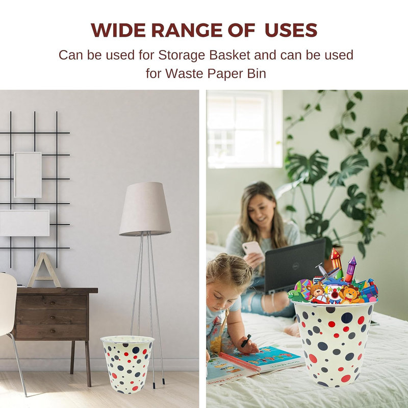 Ompal 7.7L Waste Bin Plastic Waste Paper Basket Bin Pack Of 2 Round Waste Basket Open Trash Can