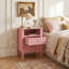 Ensemble de 2 tables de chevet cannelées roses, table de chevet colorée avec 2 tiroirs, table de bout moderne en bois avec rangement pour petits espaces, table d'appoint pour chambre à coucher, canapé, bureau à domicile