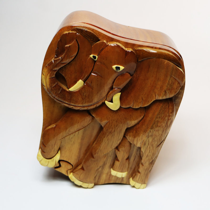 Boîte à énigmes en bois Intarsia