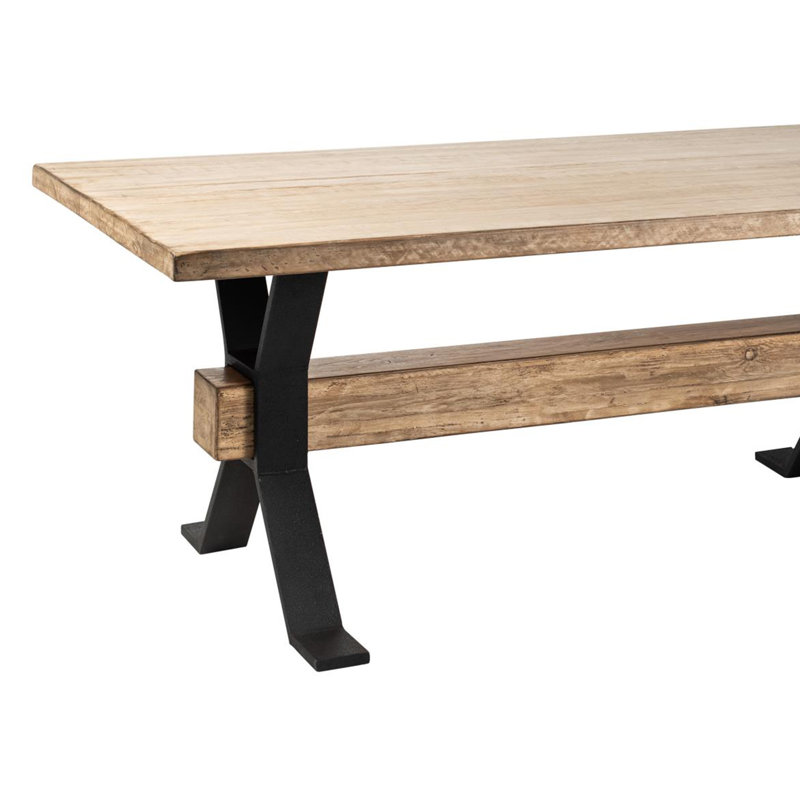 Hanoi Dining Table, 90 Inch Reclaimed White Pine Wood, Cross Base
