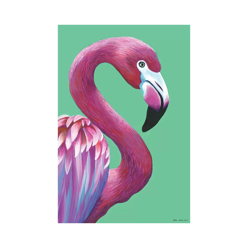 Pretty Flamingo by Kirstin Wood - Painting on Canvas, Wrapped Canvas, 20.32 cm H x 30.48 cm W