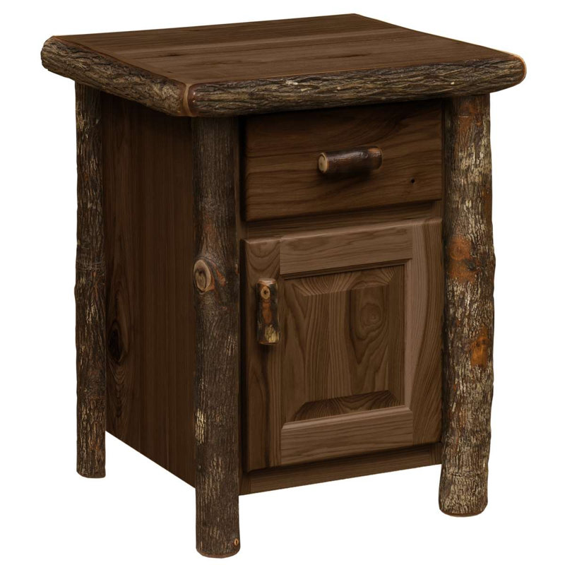 Fireside Lodge Hickory Log Enclosed End Table - Natural, Traditional Hickory