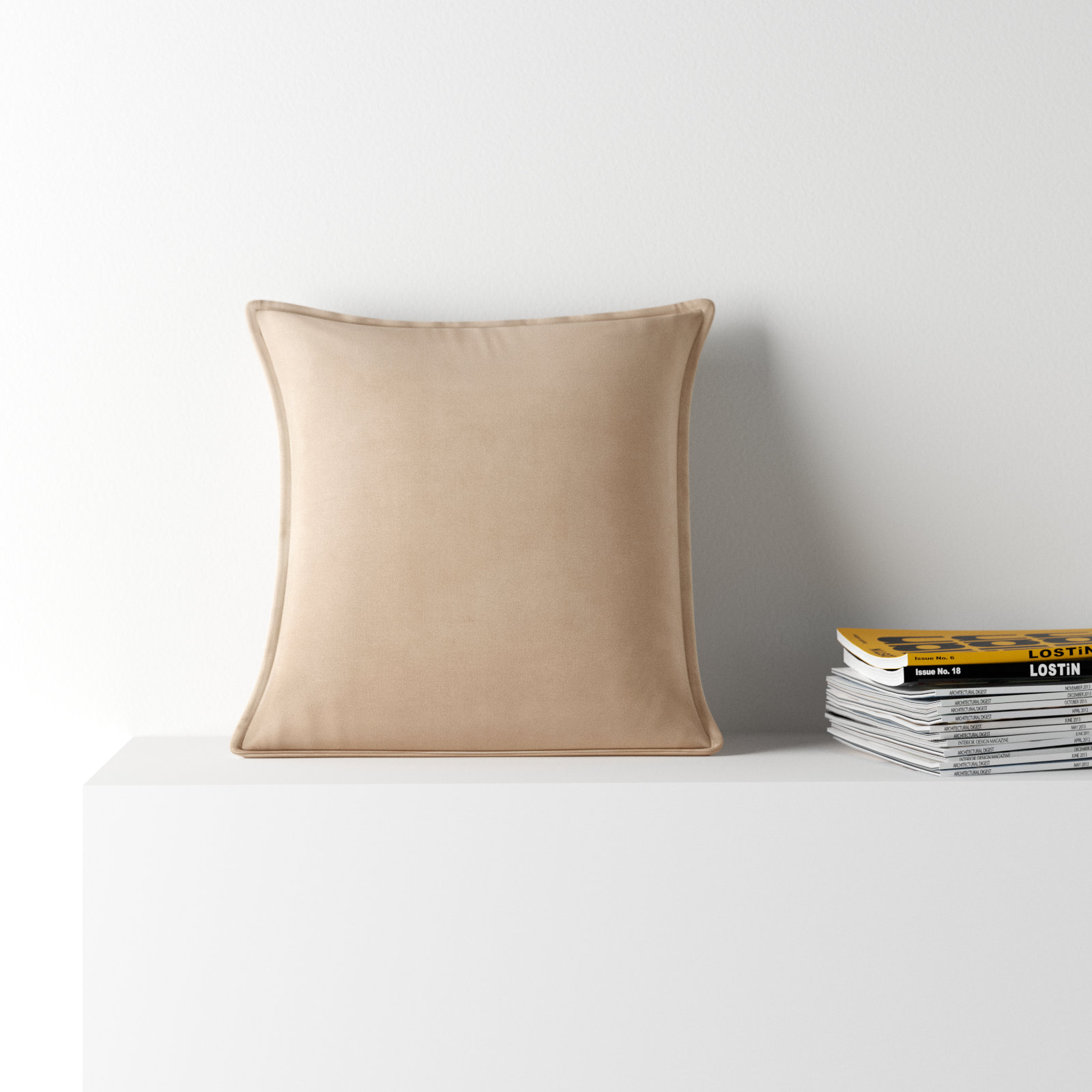 Edgar Throw Pillow, Taupe, Down, 20"H x 20"W