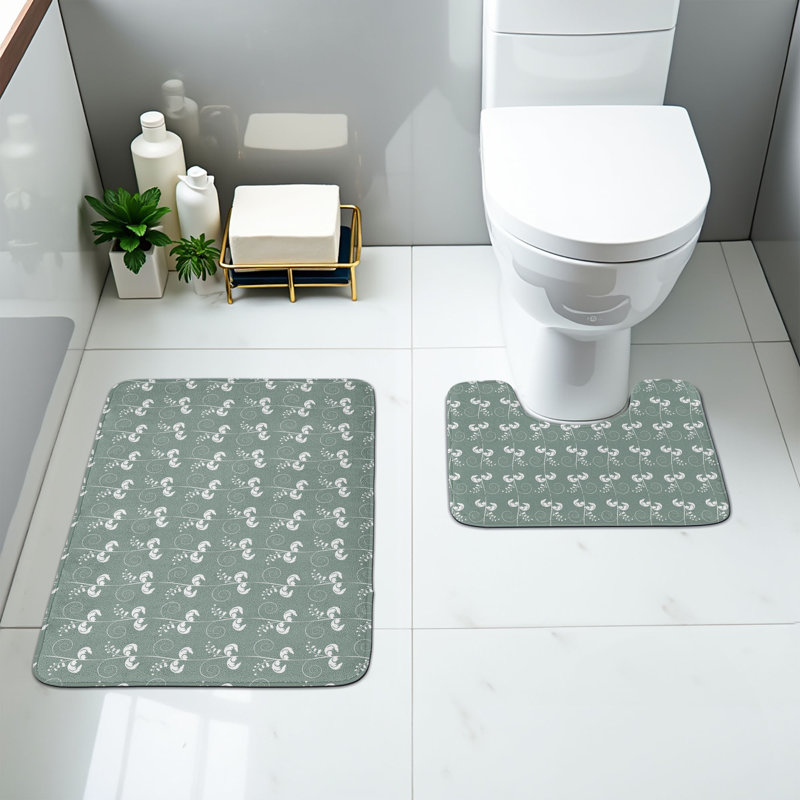 Ensemble de tapis de salle de bain vert 2 pièces