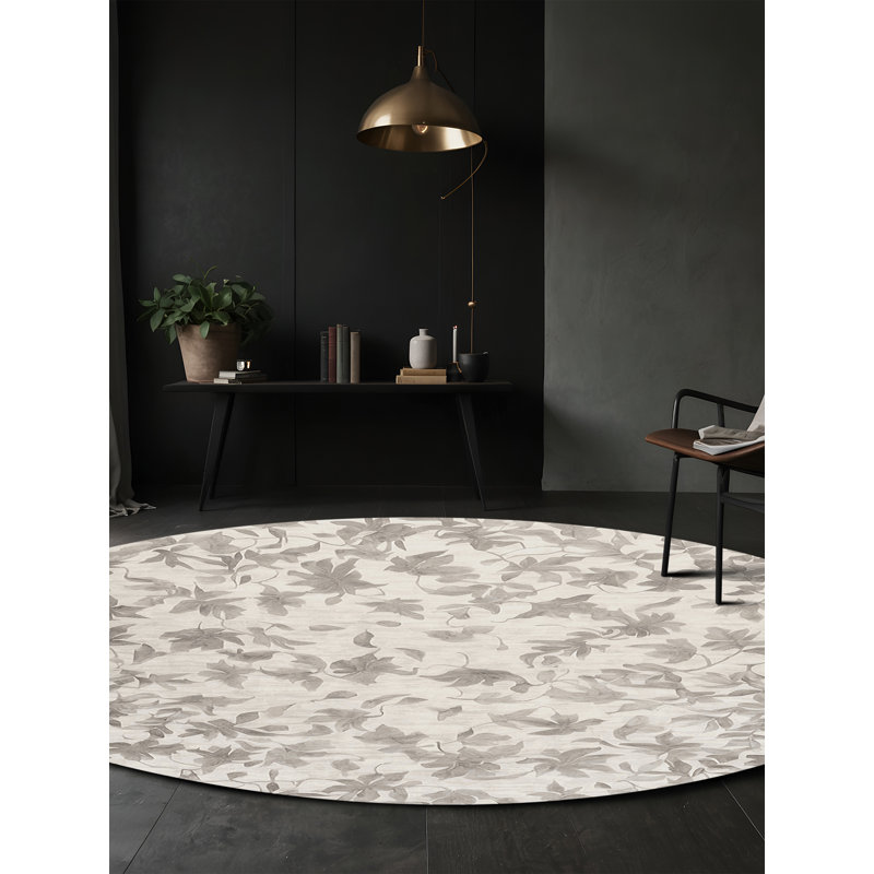 Silky Soft Plush Gray Area Rug, Round 4'