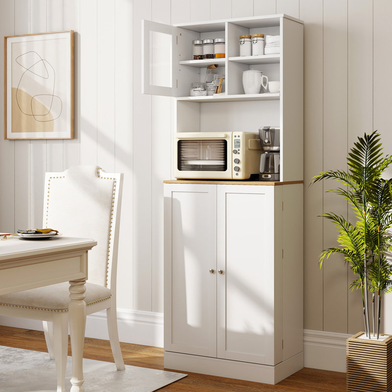 Armoire de cuisine avec tablette à micro-ondes, 8 portes et 5 tablettes réglables
