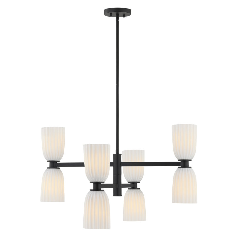 Lustre 8 lumières Aldegonde en noir mat, Matte Black