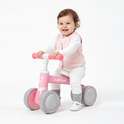Baby Balance Bike for 10-36 Months, Toddler's First Bike with 135°Safety Steering & Lightweight Design, First Birthday Gift Toy (Pink–Without Lights)