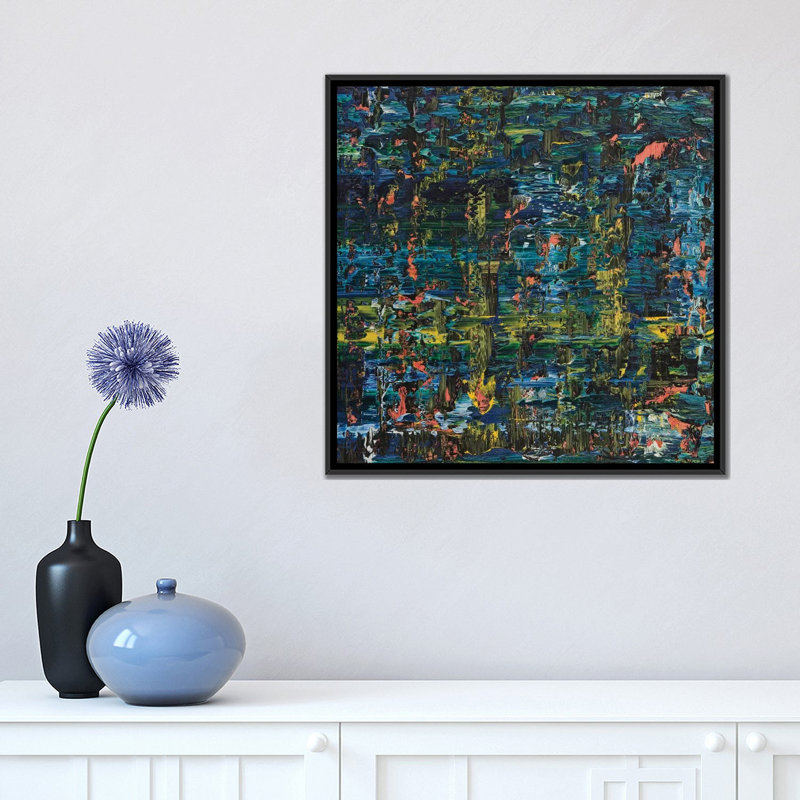 «Poseidon», reproduction sur toile, H 18 po x l 18 po x P 1,5 po, Toile avec cadre flottant noir, Pas de tapis