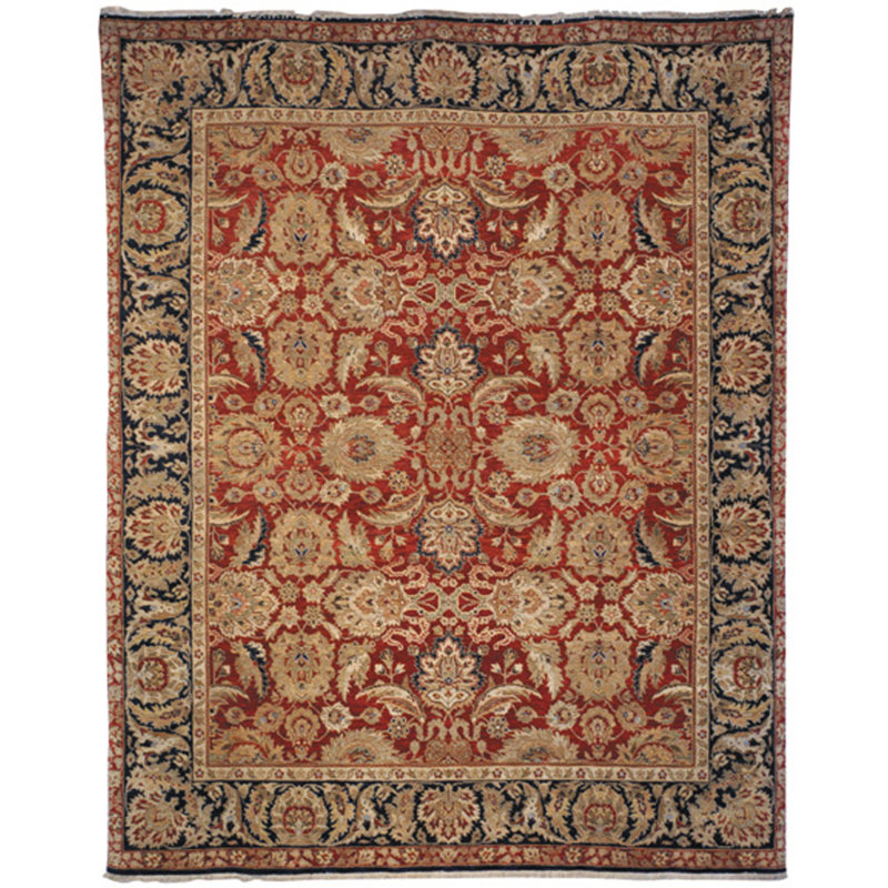 Albirda Wool Pile Oriental Rug in Navy/Gold/Red, Rectangle 6' x 9'