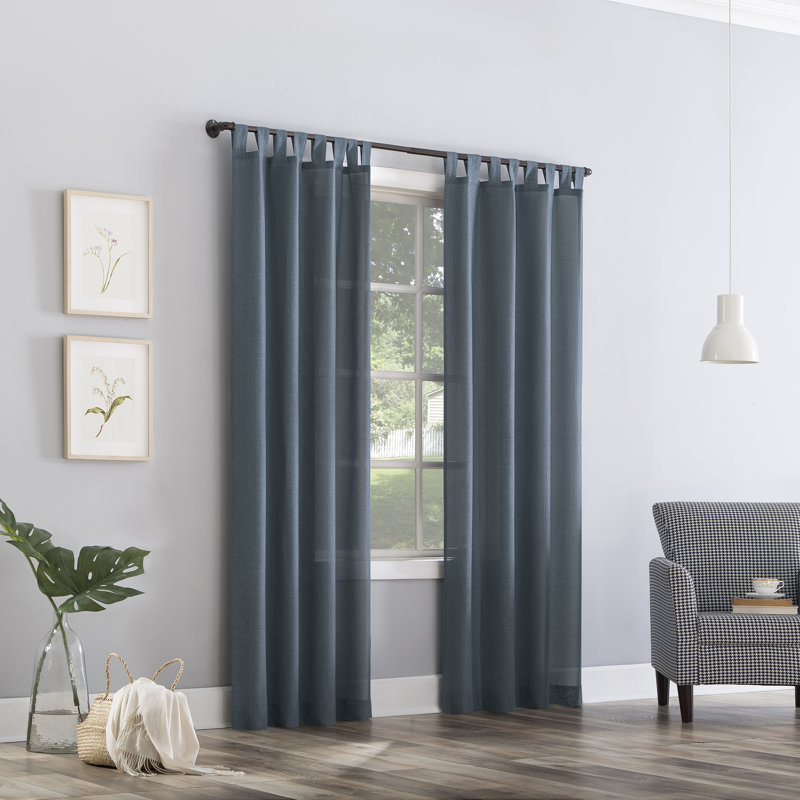 Panneau de rideau simple semi-transparent en polyester - Basics by Wayfair ™, Bleu vintage, L 40 po x L 84 po