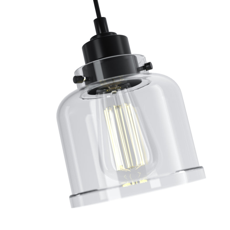 Juliann 1-Light Modern Dimmable Single Bell Pendant Light with Clear Glass Shade, Matte Black