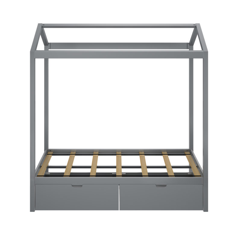  Lit simple en bois massif 2 tiroirs Croyd , Gris