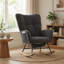 Ensemble de fauteuil berçant et repose-pieds à oreilles en tissu Teddy