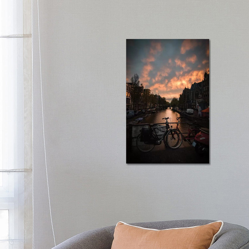 Sunset In Amsterdam by Enzo Romano - Print on Canvas, 66.04cm H x 45.72cm W x 3.81cm D, Wrapped Canvas
