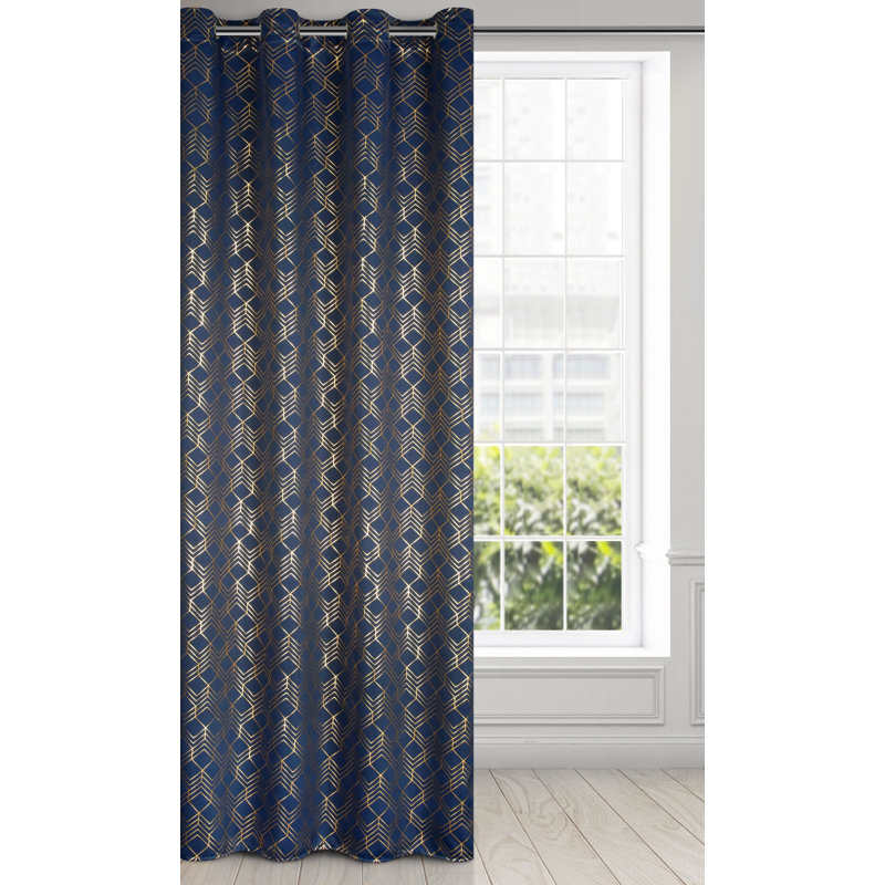 Design 91 Eyelet Semi Sheer Curtain, Navy/Violet